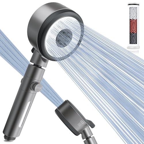 Magichome Alcachofa de Ducha con Filtro, 6 Modos de Rociado, Cabezal de Ducha Giratorio 360° y Botón de Pausa ON/OFF, Elimina Cloro e Impurezas para el Cuidado de la Piel y el Cabello