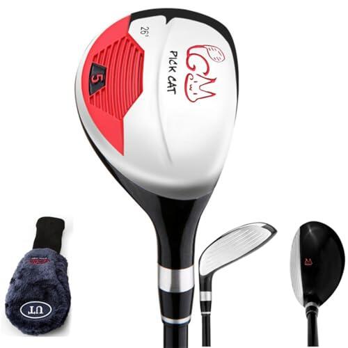 Club de Golf # 1 / híbrido Madera Derecha Loft 16/26 Grados Golf Conductor Grafito Eje Deportes para niños niñas golfistas Entrenamiento con Tapa de Cabeza (Negro,Híbrido,6-8 años)