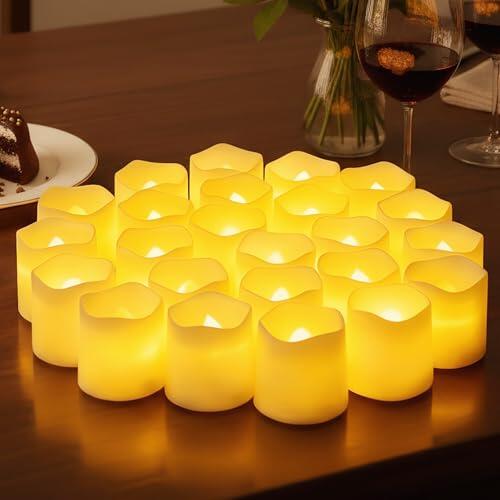 Songlypian 24 Piezas Velas LED Sin Llama,Velas Eléctricas Parpadeantes Realistas,Luz Cálida,Decoración para San Valentín y Aniversario,Boda,Navidad,Halloween,Fiestas y Hogar