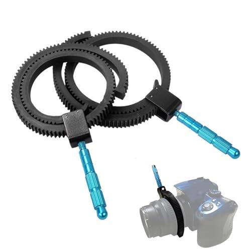YAZWUR 2 Pcs Follow Focus Ring para lente Anillo de engranaje de enfoque con goma dentada (Negro)