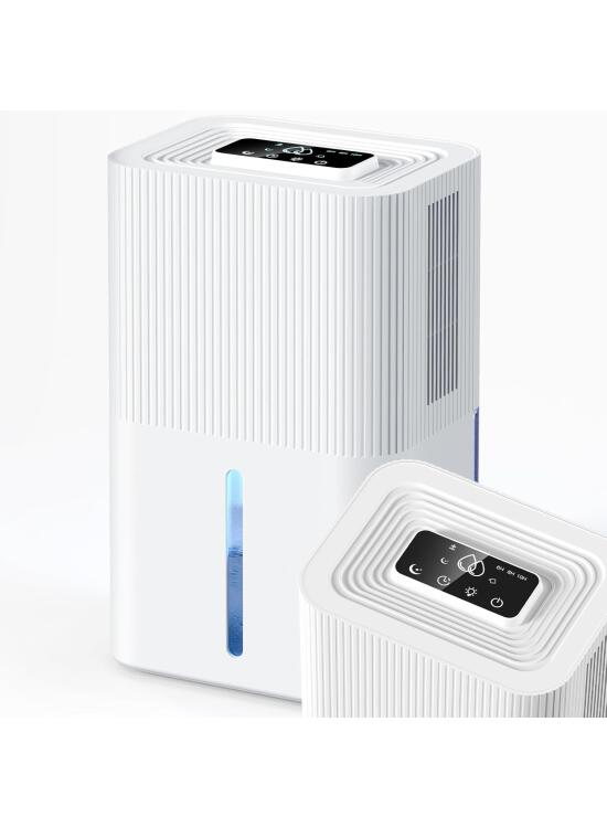 Deshumidificador 2700ML eléctrico Deshumidificador de habitaciones silencioso con apagado automático, temporizador, modo sleep, luz nocturna de 7 colores, portátil, ara el Dormitorio,Baño, Armario