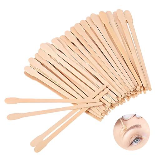 200 palillos de cera para cejas aplicadores de cera, Espátulas de Madera Natural con Asa, Aplicadores Precisos para Zonas Pequeñas y Bikini, para Uso Doméstico y Salones de Belleza