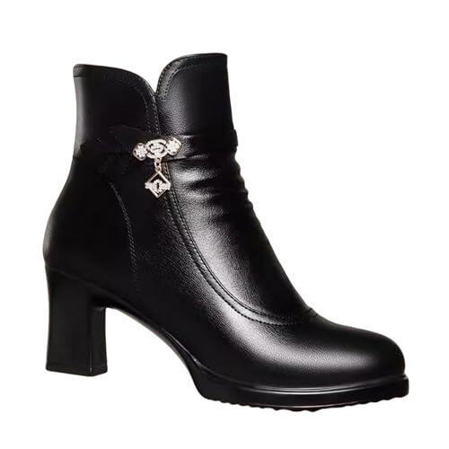 Cocila Ladies Fashion Solid Suede Front Boots Side Zipper Chunky Heel Short Botas Calientes Mujer Altas Marrones De Botines Piel Camel con Tacon Fino Zapatos Zapatillas Senderismo Hombre Botin