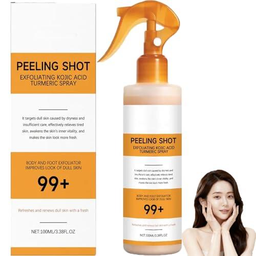 Peel Shot Keratin Care Cúrcuma Ácido Cójico Spray Hidratante para Piel Seca del Cuerpo, Exfoliante de la Piel para la Cara, Removedor de Piel Muerta para Cuerpo y Cara. (1 unidad)