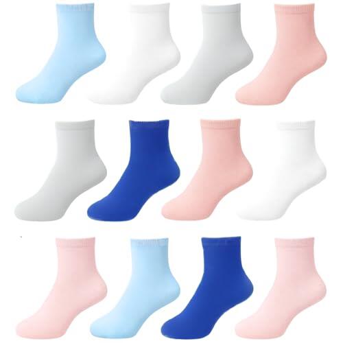 Nakloe - 12 pares - Calcetines niña - Calcetines colores niña - Algodon y transpirables (FR/ES, Números, 28, 32, Regular, Multicolor II)