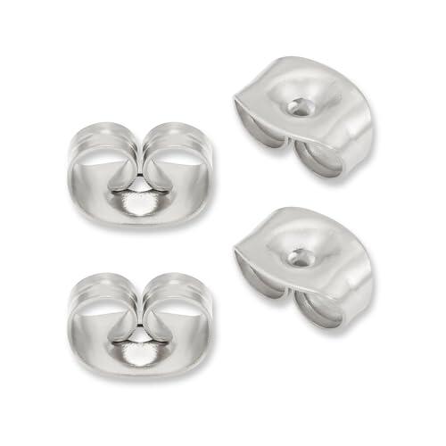 Cierre para pendientes de acero inoxidable (2 pares) | Cierre para pendientes de plata como recambio o para la fabricación de joyas | Acero inoxidable 316L en plata