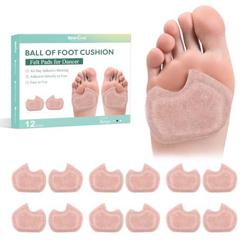 Almohadillas Metatarsianas de Fieltro Welnove (6 Pares) - Soporte suave para el antepié, ideal para metatarsalgia, neuroma de Morton, callosidades, tacones altos y todo tipo de calzado.