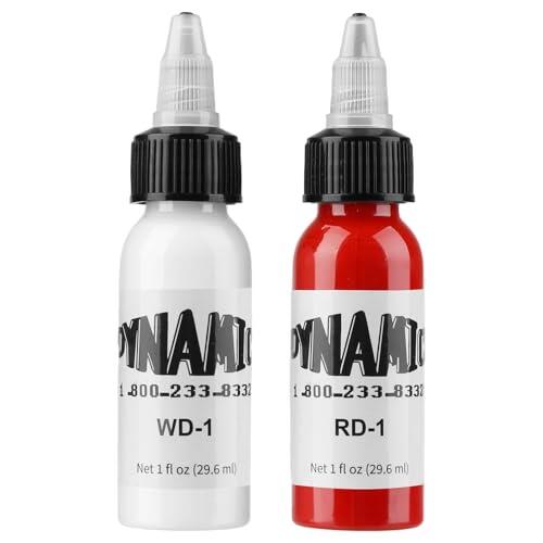 3pc 30ml Tinta de Tatuaje Profesional Blanco Puro y Tinta de Tatuaje Rojo y Negro Tintas para Tatuajes Ink Tattoo Fórmula vegana con Pigmentación Estándar para Colorear Mezclar (Blanco, rojo)