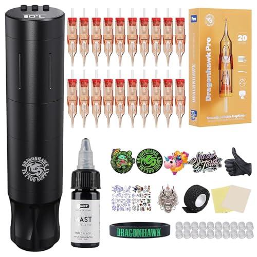 Dragonhawk A3 Kit De Máquina De Tatuaje Inalámbrica, Rotativa, Pluma De Tatuaje, Pistola, Batería 1500mAh, Agujas Y Cartuchos Para Tatuajes Para Principiantes