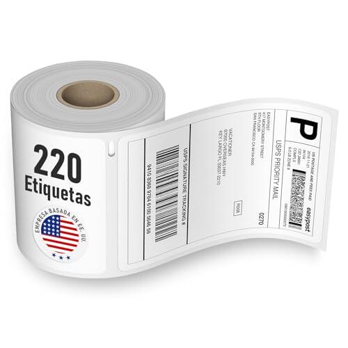 Etiquetas de envío 104 x 159 mm (4x6) compatibles con Dymo 4XL, Zebra, Epson, Double Dragon - 220 etiquetas/rollo, compatibles con S0904980 y 1744907, autoadhesivas, sin BPA, NO aptas para 5XL