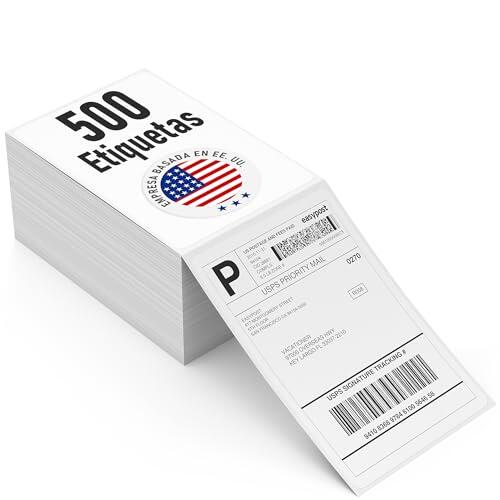 100 x 150 mm (4x6) Etiquetas térmicas de envío plegadas (Fanfold), 500 etiquetas, térmico directo autoadhesivas, perforadas corte fácil, compatibles con Zebra Rollo MUNBYN TSC, DPD DHL UPS FedEx