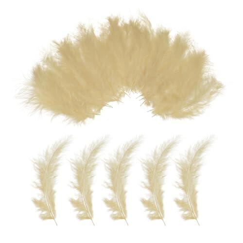 PATIKIL 100 Plumas Esponjosas De Pavo Marabú, 4-6 Pulgadas Plumas Naturales De Pavo Color Caqui Para Manualidades, Decoración De Atrapasueños,