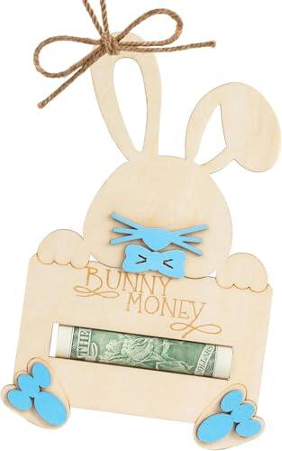 Regalo de dinero de Pascua de madera, embalaje de regalos de dinero de Pascua, embalaje para regalos de dinero, regalos divertidos de Pascua para decoración creativa de regalo (blanco crema B)