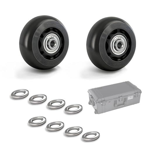 Ruedas de repuesto para maleta, 2 ruedas de repuesto para Peli Air 1615/1595/1535 con rodamientos de bolas 608Z para ruedas silenciosas y ligeras, ruedas robustas para viajes, uso diario