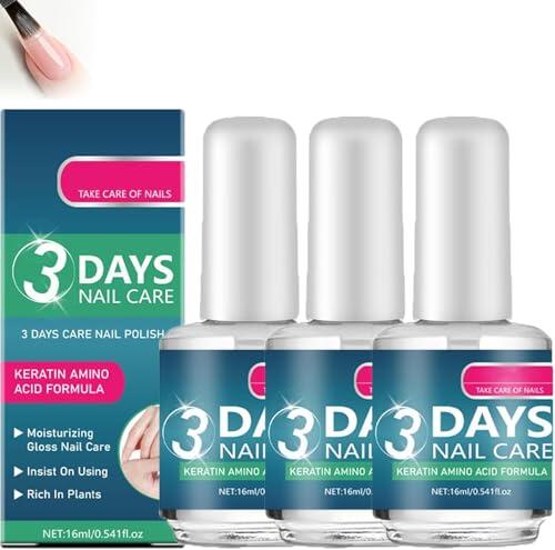 Cuidado de Uñas 3 Días, Aceite de Uñas de Secado Rápido y Alto Brillo, Aceite de Keratina Fortalecedor de 3 Días, Hidratante y Acondicionador para Mujeres y Hombres