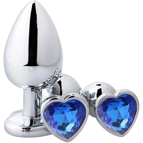 QiKKago New 3pcs Entrenadores De Cadera De Acero Inoxidable con Diamantes En Forma De CorazóN Accesorios CóNicos De Metal para El Desgaste A Largo Plazo - K (Azul Oscuro)