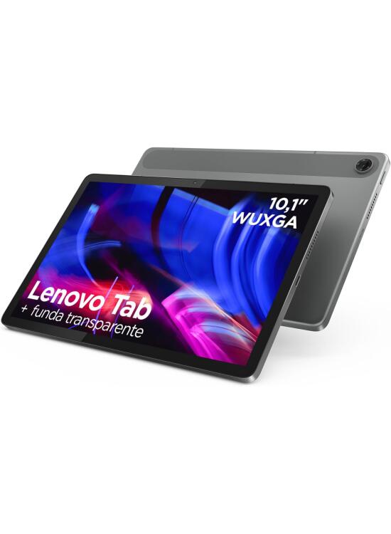 Lenovo Tab – Tablet 10.1" WUXGA (MediaTek Helio G85, 4 GB RAM, 128 GB, 60 Hz, 2 Altavoces, Wi-Fi 5, Bluetooth 5.3, Android 14) Luna Grey – Incluye Case Transparente con Soporte Incorporado