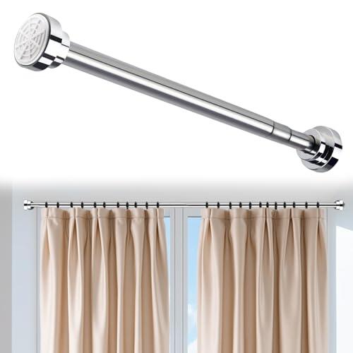 MFUSUL Barra Armario Extensible sin Taladro de Acero Inoxidable, Barra de Ducha Ajustable de 60 a 200 cm, Inoxidable y Antideslizante con Base Redonda, para Armario de Dormitorio Ventana de Balcón