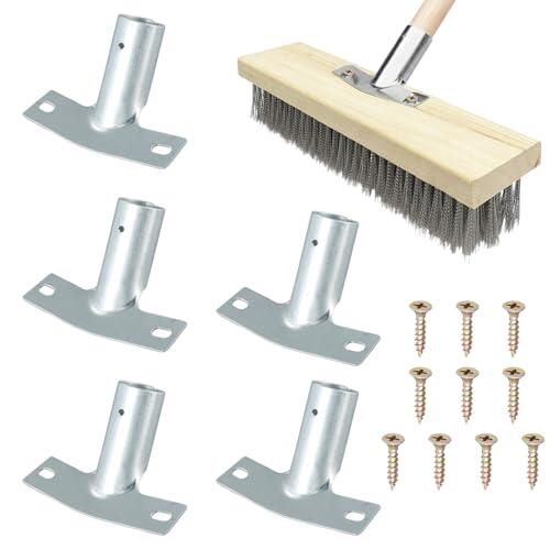 5 Piezas Conector Metálico para Escoba, Soporte para Mango de Escoba, Adaptador de Cabezal de Escoba, Compatible con Mangos de 2.5cm de Diámetro, con 10 Tornillos, para Limpieza Doméstica Mop