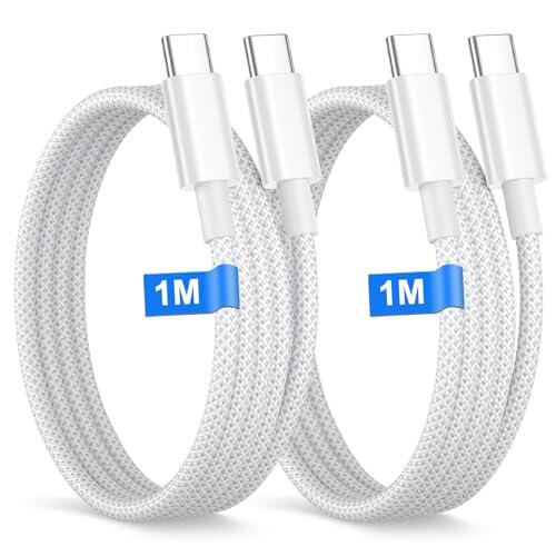 iPhone 15 16 17 Cable USB C[1M+1M], 60W Cable USB C Carga Rapida para iPhone 17 16 15 Pro Max/Pro/Air/, Macbook, iPad, Cable Cargador Tipo C Trenzado Nylon Cable iPhone 15 16 17 Cables USBC Apple