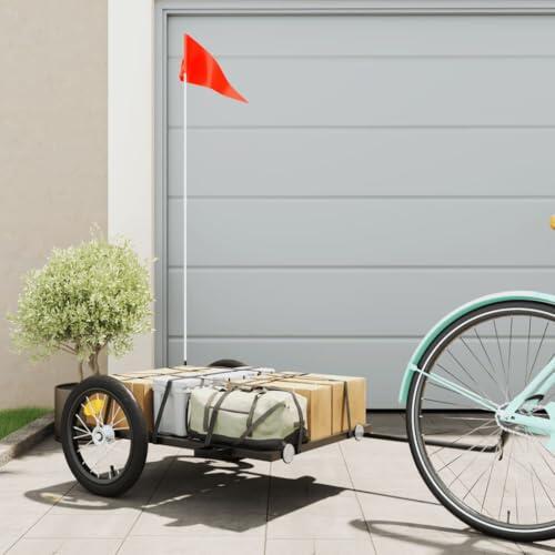 Genérico Remolque para Bicicletas Hierro Negro 126x63x34 cm,Deportes,Actividades al Aire Libre,Ciclismo,Accesorios para Bicicletas,Remolques para bicicletas-94205