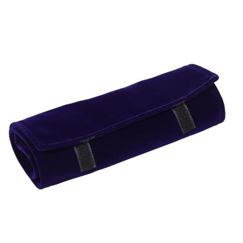 SUPVOX Estuche Organizador de Joyas de Viaje Azul Oscuro de Terciopelo Rollo Porta Collares Antienredos Compacto para Collares Anillos Pendientes y Pulseras Bolsa Enrollable Segura y