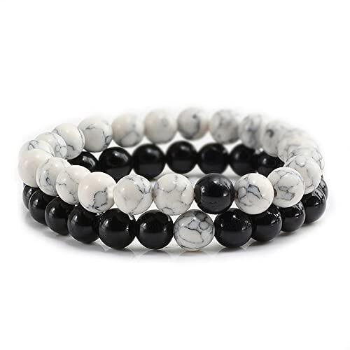 2 unids/Set Piedra Natural Cuentas Distancia Chakra Pulsera para