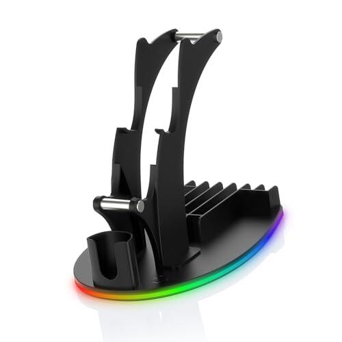 RASTKY Soporte de Controlador de Juegos de Escritorio RGB Light 4 en 1 para 2, Organizado y Conveniente para Jugadores, Material ABS (Black)