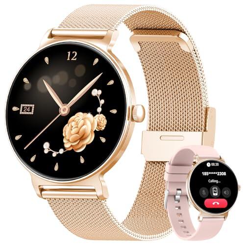 taopodo Reloj Inteligente Mujer, 1.27" Smartwatch Mujer con Llamadas, Monitor de Sueño, Función Femenina, 120+ Modos Deportivos, Podómetro, 24H Pulsómetro, SpO2, IP68, para Android/iPhone