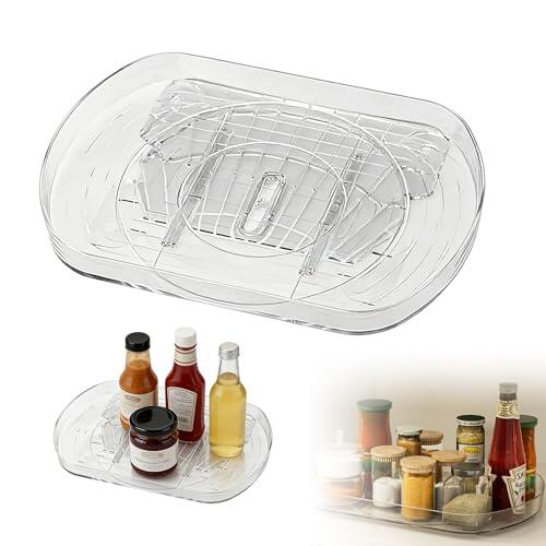 Plato giratorio para frigorífico, organizador de frigorífico, plato giratorio 360°, rectangular, organizador de cocina, bandeja giratoria para frigorífico, cocina, organizador de especias, 40 x 28 cm