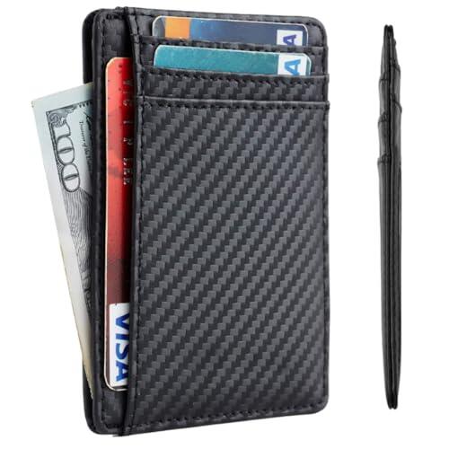 AKIDOS Cartera Hombre pequeña con protección RFID - Tarjetero Hombre Ultra Fino Minimalista Billetera compacta para Tarjetas y Billetes - diseño Ligero Ideal para Uso Diario-Regalo Incluido