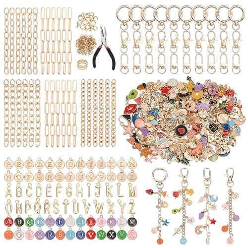 Leseogye Juego de 500 llaveros de colores dorados y coloridos, colgantes esmaltados de colores, llaveros para manualidades, llaveros para todos los creativos y aficionados a la artesanía