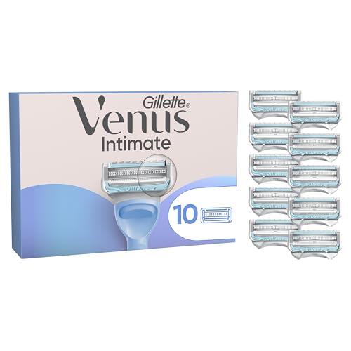 Gillette Venus Cuchillas de Afeitar Mujer para La Zona Íntima, Pack de 10 Recambios Originales, Depilación del Vello Púbico sin Irritación, Apto para Áreas Sensibles