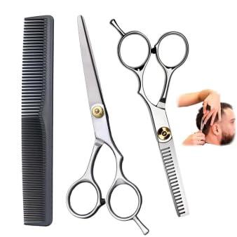 Tijeras Profesionales para Adelgazar y Cortar Cabello de 17cm, Tijeras de Peluquería de Acero Inoxidable 4CR con Mango Ergonómico y Tornillo Ajustable, Silenciosas y Duraderas para Mujer