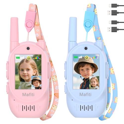 Mafiti Walkie Talkies con Videollamada para Niños, Recargable 300m, Regalo