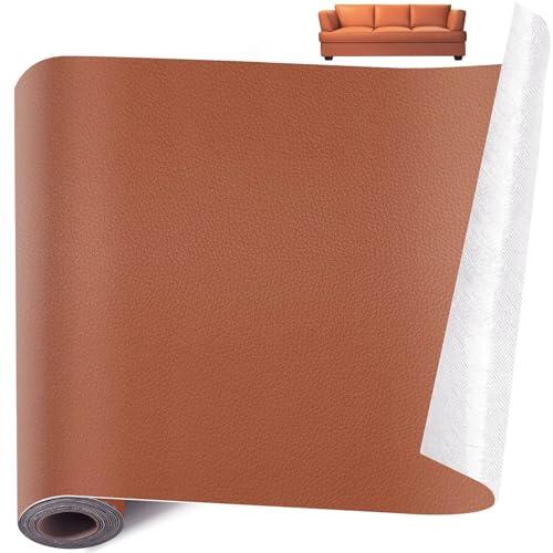 KAIYOCA Cuero Adhesivo para Tapizar 30x100 cm - Parche de Reparación Autoadhesivo de Polipiel para Muebles, Sofás, Sillas, Asientos de Coche - Repara Rasguños, Roturas y Quemaduras - Marrón