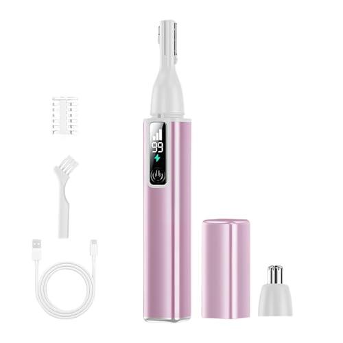 Colexy Recortadora de Cejas para Mujeres, 2 en 1 Depiladora Facial Recargable, Rasuradora Eléctrica de Cejas, Recortadora de Nariz, Afeitadora Precisión Portátil para Cuerpo y Vello Facial (Rosa)