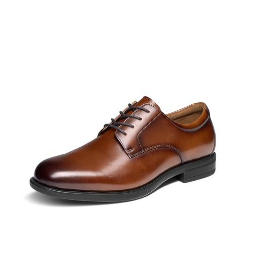 Bruno Marc Zapatos Hombre Cuero Cordones Clásico Oxford con Plantilla Acolchada Zapatos Formales Traje con Suelo Antideslizante,Size 42,Marrón Claro,SBOX26007M