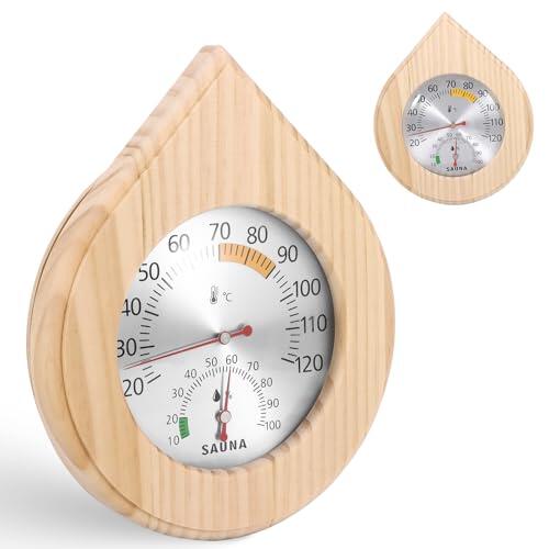 Tryora Termómetro higrómetro para sauna, higrómetro digital 2 en 1, termohigrómetro de madera, alta precisión, accesorios para sauna, baño de vapor, taller, almacén, escuela, mercado
