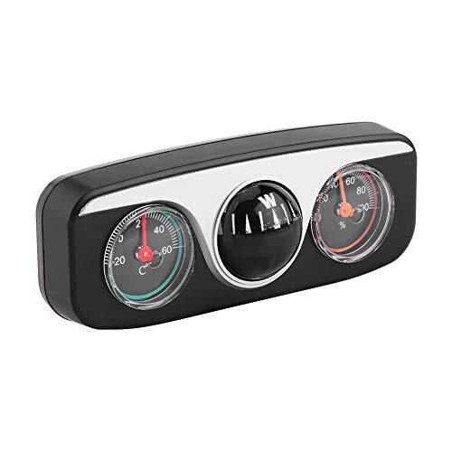 Taidda Soporte para Salpicadero de Coche y Camión, Brújula 3 en 1, Termómetro, Higrómetro con Cinta Autoadhesiva para Coches, Barcos, Negro Marino, 56g