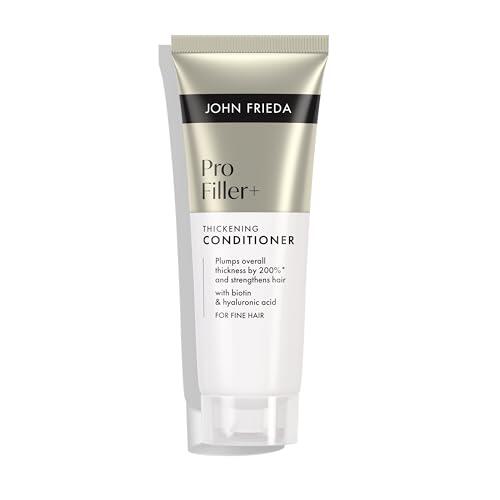 John Frieda Pro Filler+ Acondicionador Densificador | Aporta hasta un 200% Más de Densidad | Nutre y Fortalece el Cabello Fino | Con Biotina y Ácido Hialurónico | 75 ml