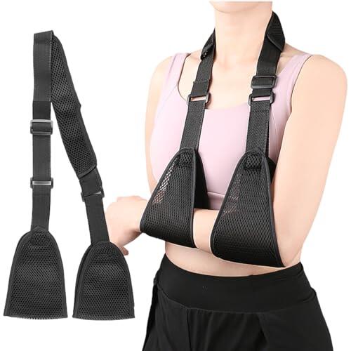 ROKZELT Soportes de Brazos, Cabestrillo para el Brazo Ajustable, Ligero Cómodo Hombro Inmovilizador Brazo Sling Transpirable Médico Soporte de Hombro para Lesionado Brazo/Mano/Codo - Negro