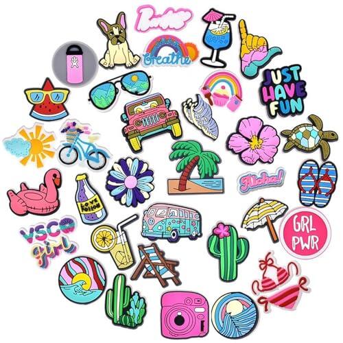 A.S.Marelis Adornos para Zuecos de PVC - Shoe Charms - Extraíbles con Motivos Divertidos, Decoración DIY para Zuecos (Vacaciones)