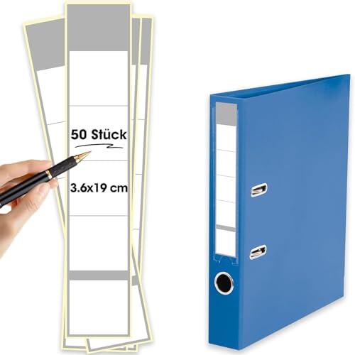 50 Piezas Etiquetas Adhesivas para Carpeta de Respaldo,Blanco,3,6 x 19cm,Conforme a DIN