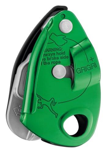 PETZL GRIGRI+ - Dispositivo de sujeción con bloqueo asistido por leva y mango antipánico, apto para estudiantes y uso intensivo, color verde