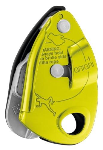 PETZL GRIGRI+ - Dispositivo de sujeción con bloqueo asistido por leva y mango antipánico, apto para estudiantes y uso intensivo, color amarillo