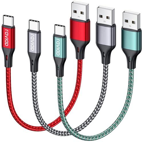 RAVIAD Cable USB C [3Pack 0.5M] Cable USB C Carga Rapida 3A Carga Rápida y Sincronización Nylon Cable Cargador Tipo C para iPhone 16 15 Pro Max, Galaxy S25 S24 S23 S22 S21 S20 A53, Huawei P60