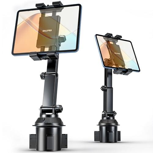 OHLPRO Soporte para bebidas, tablet para coche, iPad, compatible con iPad de 5 a 17 pulgadas, tabletas Samsung, soporte para vasos de coche con brazo giratorio ajustable y flexible, accesorio para