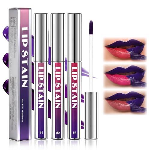 3 Piezas Peel Off Lip Tint De Larga Duración,Lipliner Waterproof,Peel off Matte Finish Labial Mancha,Labios Retráctil de larga duración,Uso diario