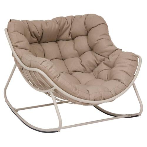 HESPERIDE – Sillón Balancín Paopao Beige/Arcilla – Acero Epoxi Antióxido – Cojín Ultrabland Acolchado – 96x109x83 cm